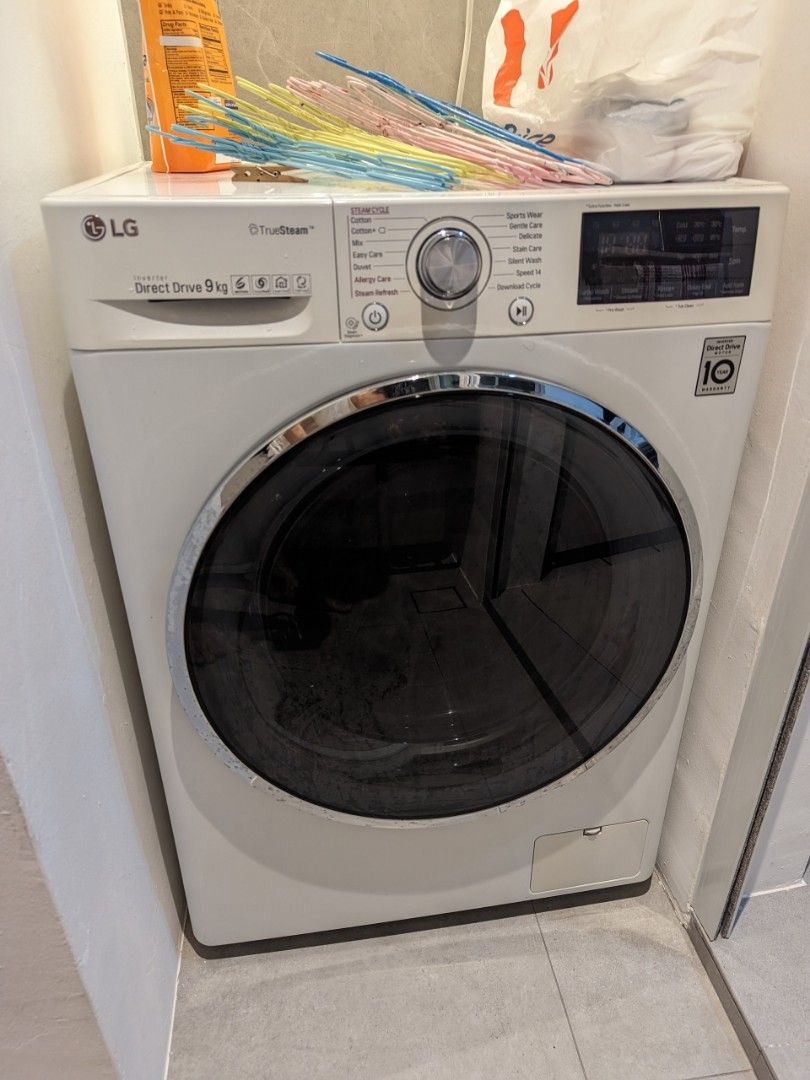 LG Front Load Inverter Direct Drive 9kg TrueSteam, TV & Home Appliances