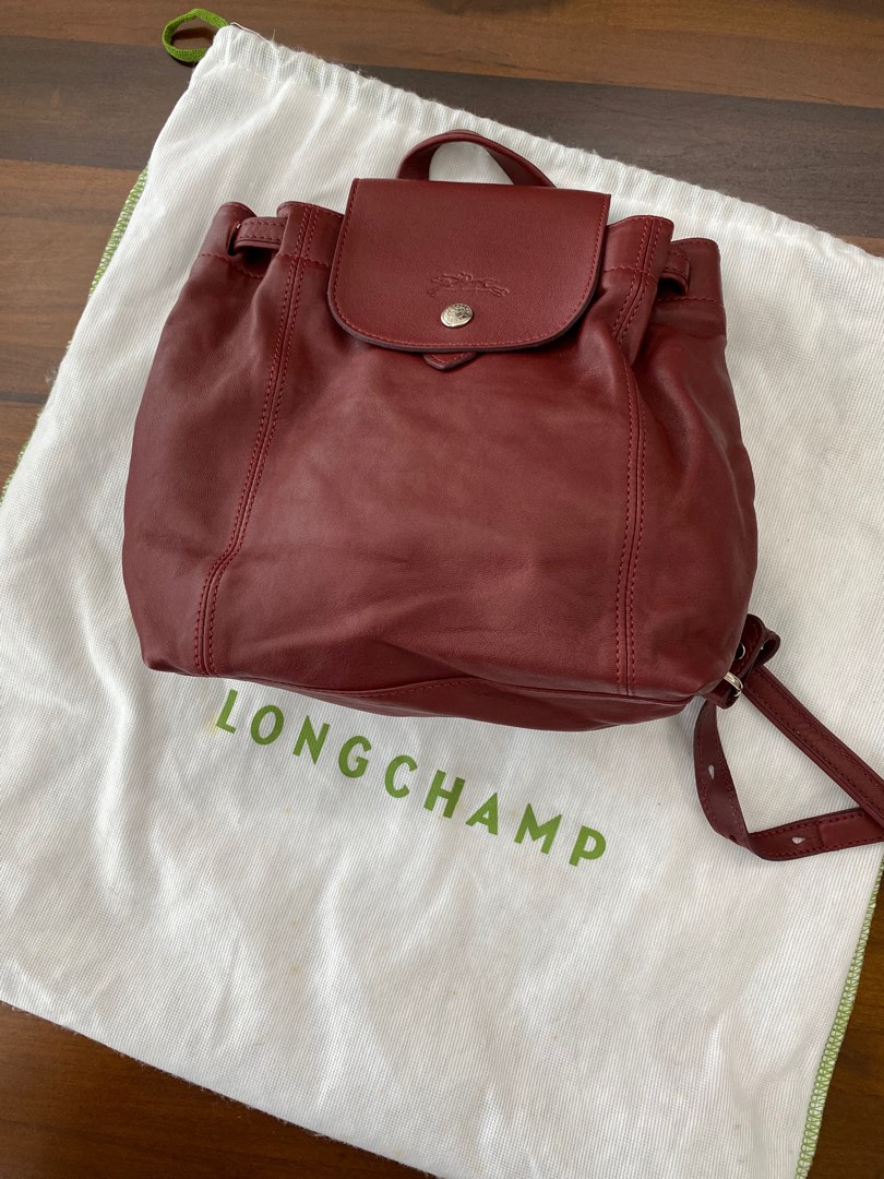 Longchamp Le Pliage Cuir Red Leather