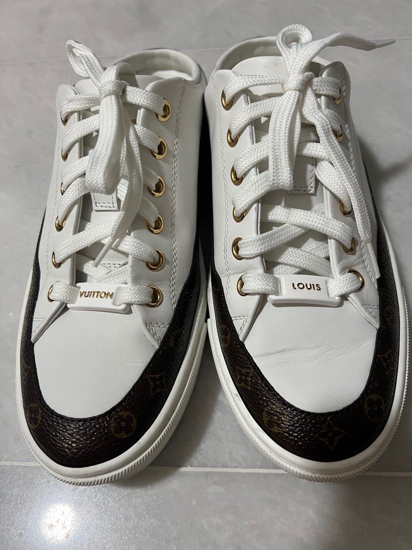 Louis Vuitton Beige Suede With White Mesh And Monogram Canvas Run Away  Sneakers Size 35 Louis Vuitton