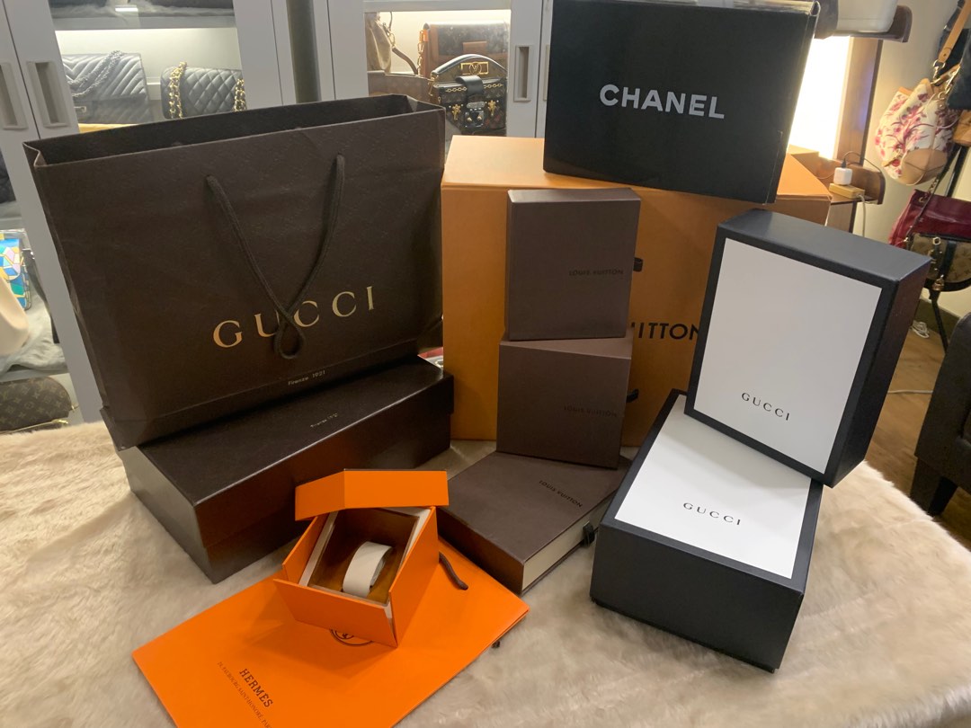 Lv ,gucci , hermes,chanel boxes, Luxury, Bags & Wallets on Carousell