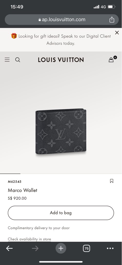 LV x YK Marco Wallet - Luxury Monogram Eclipse Grey