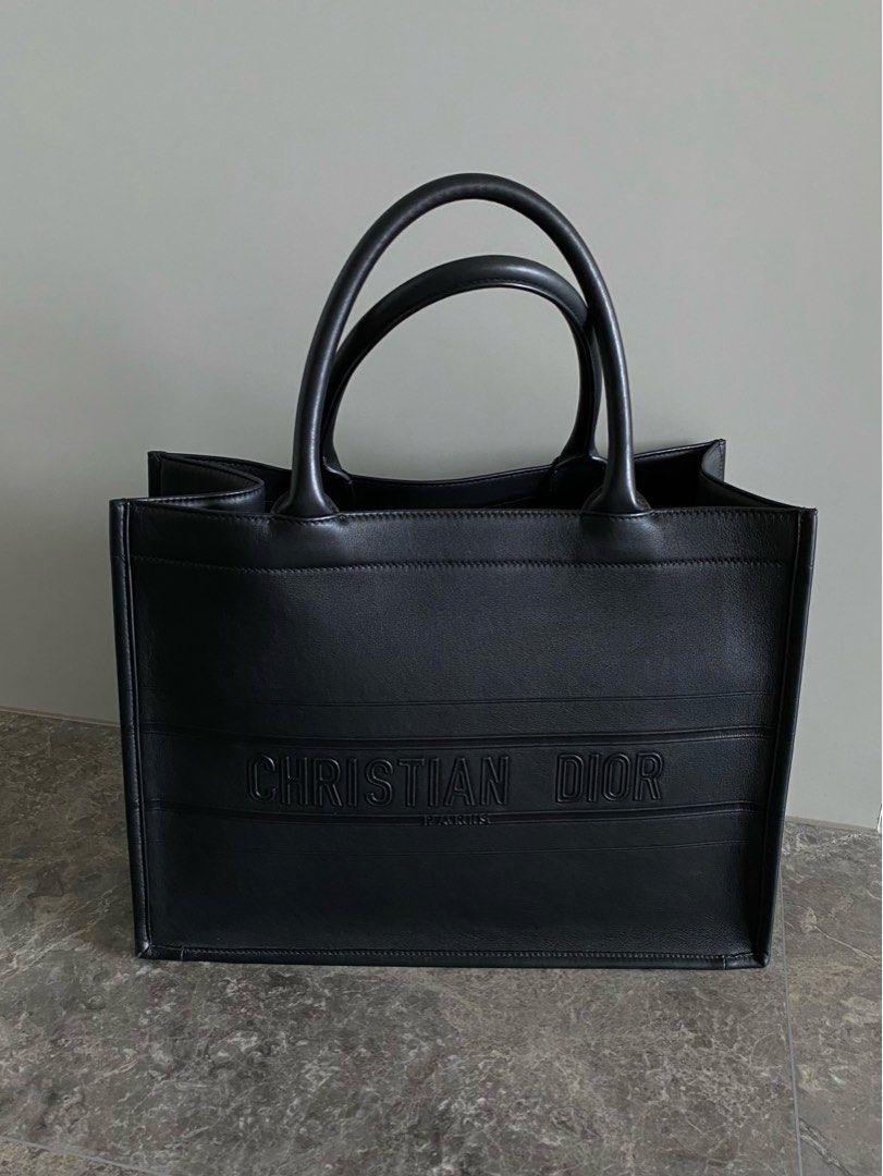 Medium Dior Book Tote Black Calfskin (36 x 27.5 x 16.5 cm)