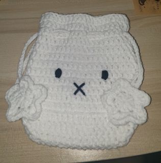 Miffy-Inspired Drawstring Crochet Pouch