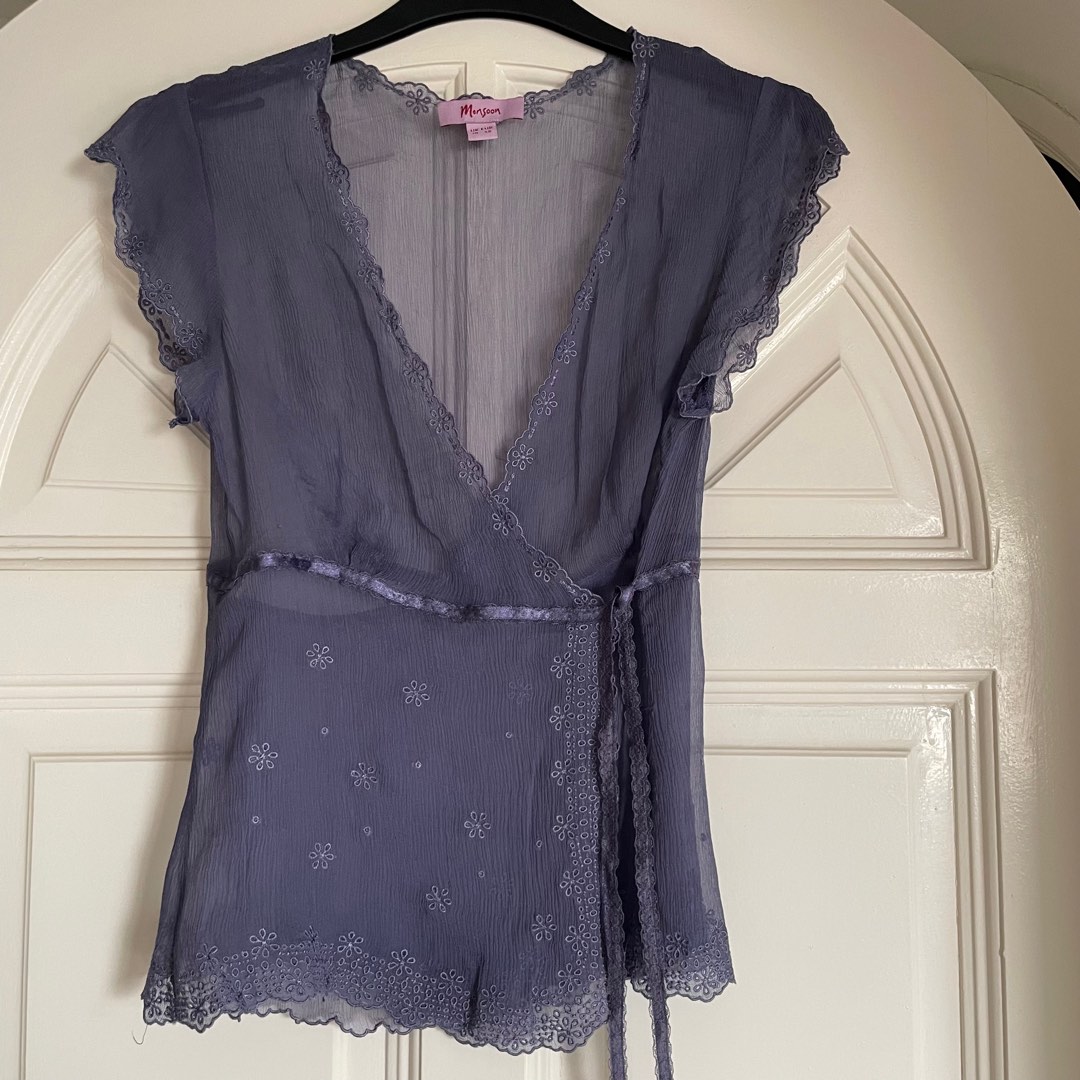 Monsoon wrap top, Women's Fashion, Tops, Blouses on Carousell
