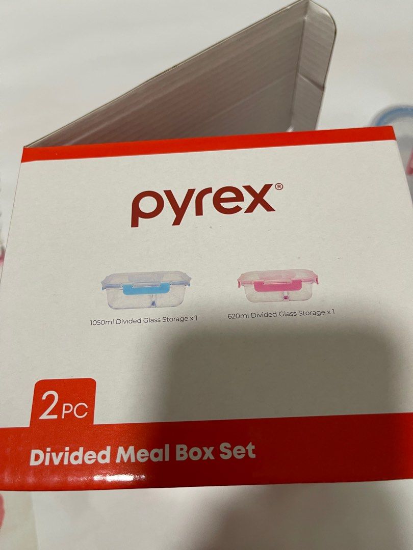 Pyrx Box {NEW} PYREX 2 pc divided meal box set, Furniture & Home Living ...