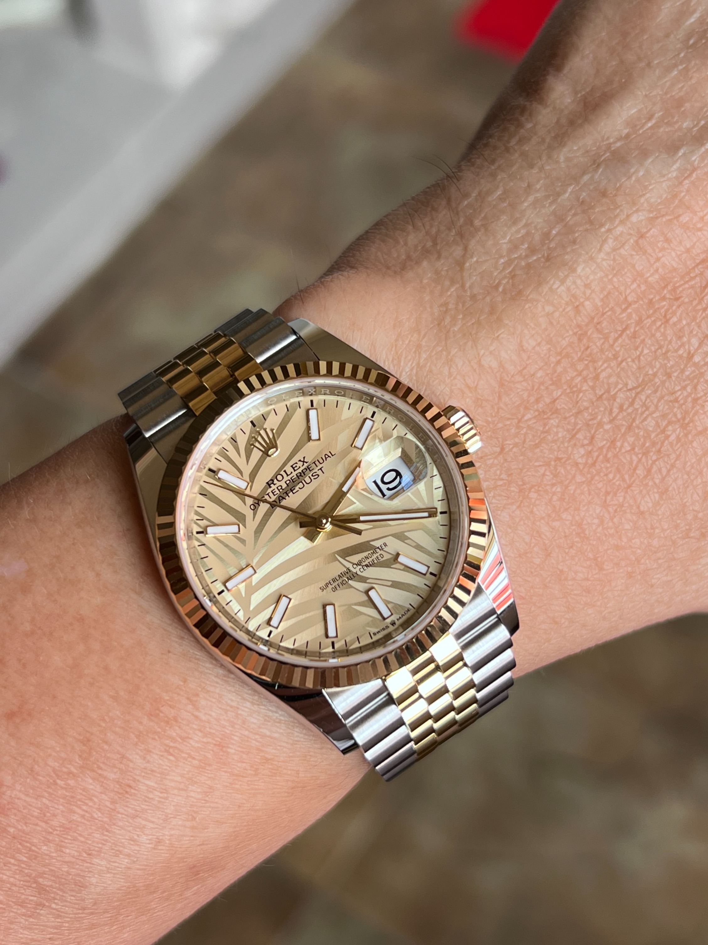 Oct 2021 Datejust 36 126233 Golden Palm Motif Dial Luxury