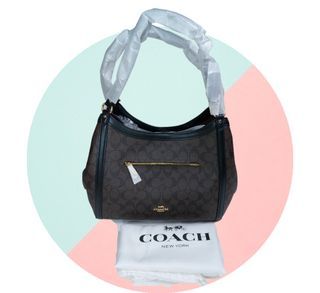 ORIGINAL Coach Kristy Shoulder Bag in Signature Canvass Brown Black