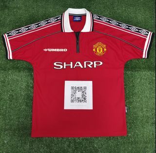 Original size Y Manchester Utd jersey jersi home 1998 1999 2000 aka Treble jersey
