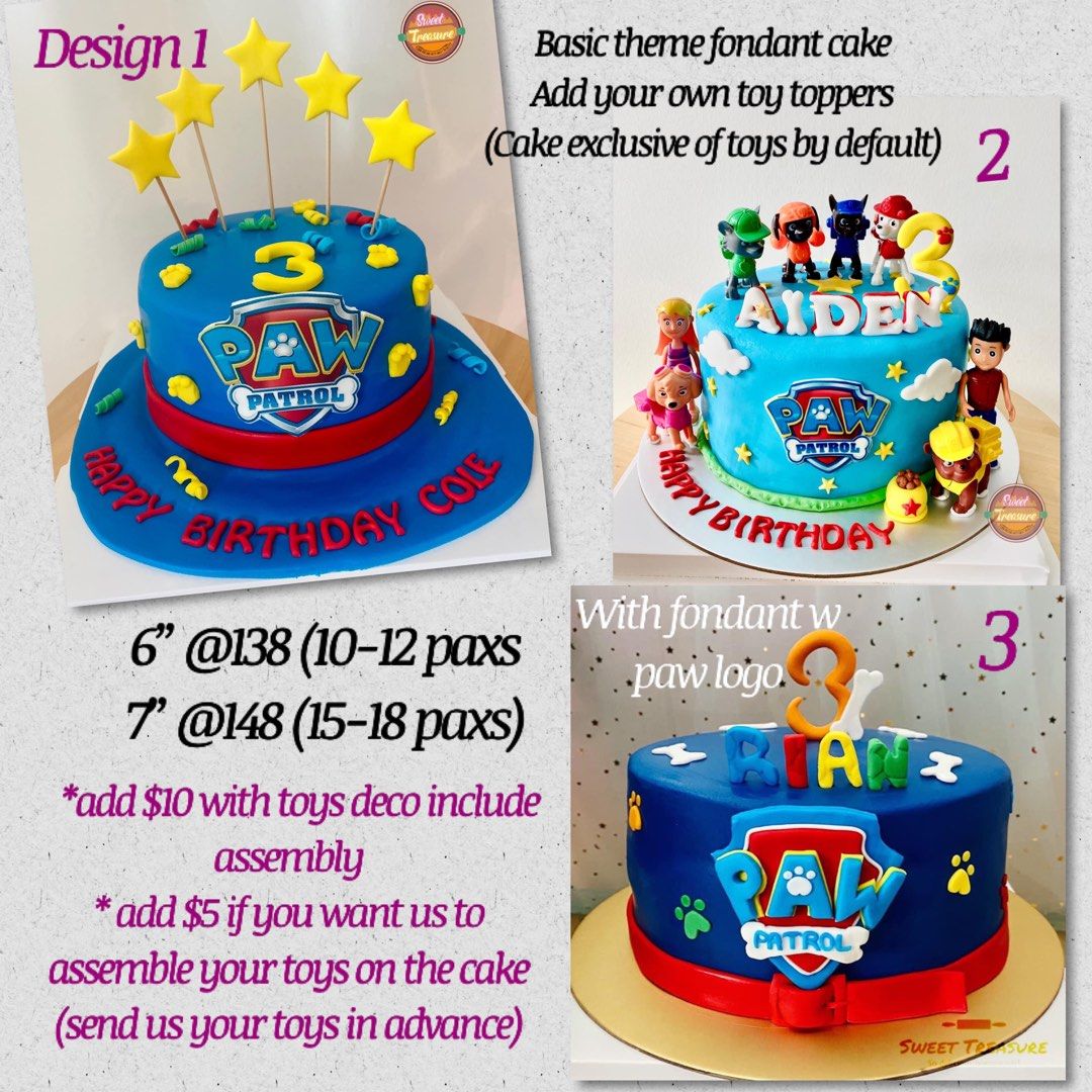 Paw petrol fondant cake / edible paw petrol dogs toppers , Food & Drinks,  Homemade Bakes on Carousell