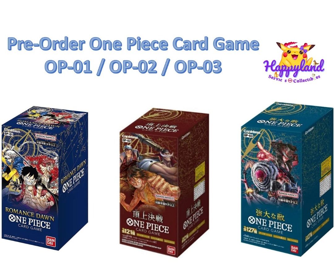 P.O) ONE PIECE CARD GAME - OP-01 Romance Dawn Booster Box / OP-02 Paramount  War Booster Box / OP-03 Pillars of Strength Booster Box (Language: Japanese),  Hobbies & Toys, Toys & Games on Carousell