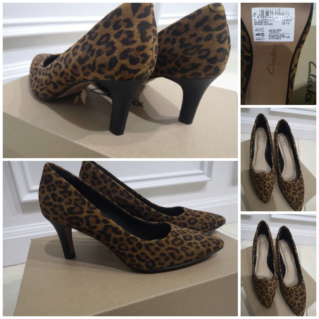 Clarks leopard heels hot sale