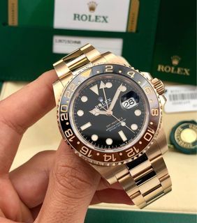 Preowned Y2018 Rolex GMT Master II Rosegold Rootbeer 126715CHNR