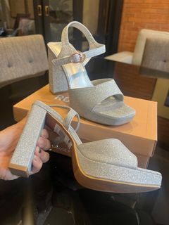 Rock and Rose Glittery Silver Platform Sandals