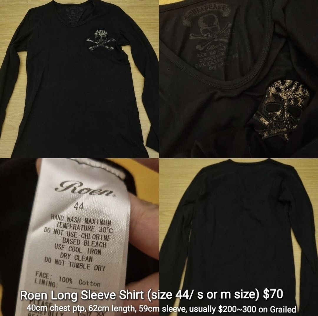 Roen Long Sleeve T Shirt With Leopard Print Skull Emblem, Men's