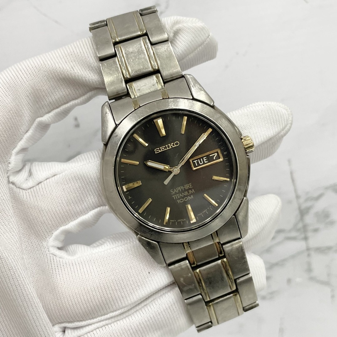 SEIKO 7N43-0AS0 SAPPHIRE TITANIUM QUARTZ MEN'S WATCH 237006480 WE