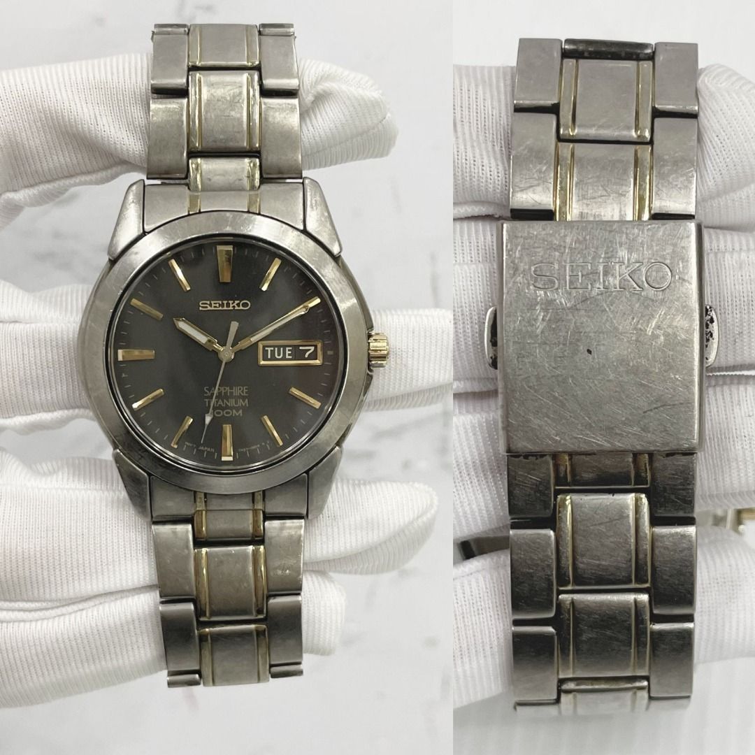 SEIKO 7N43-0AS0 SAPPHIRE TITANIUM QUARTZ MEN'S WATCH