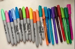 Set of Sharpie Colored Fine Point Markers and Faber-Castell Colored Pens