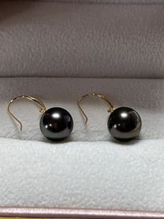 Special price for 9mm Tahitian pearl g18k gold hook earrings