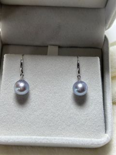 Special price for Blue saltwater Akoya pearl g18k gold hook earrings