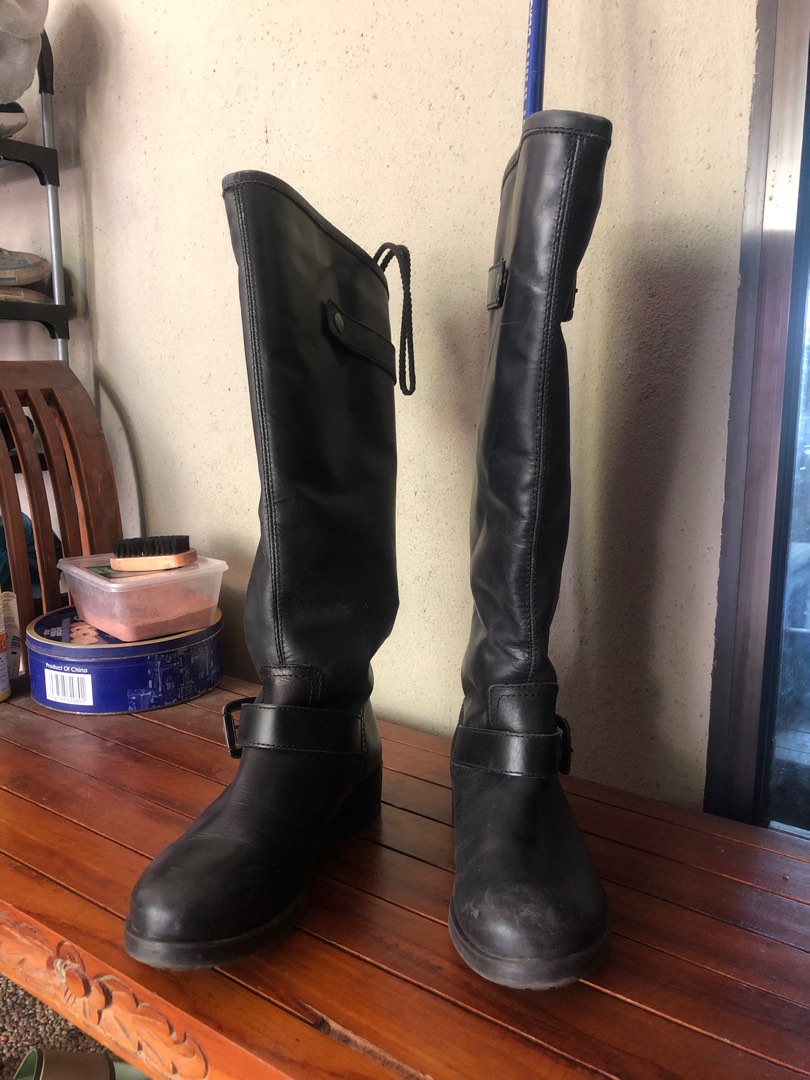 Steve Madden Black Riding Boots Women s Fashion Footwear Boots