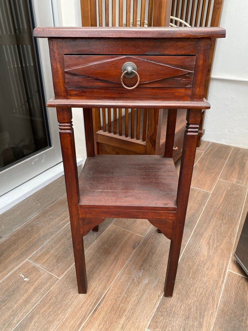 Teak side table with drawer, Furniture & Home Living, Furniture