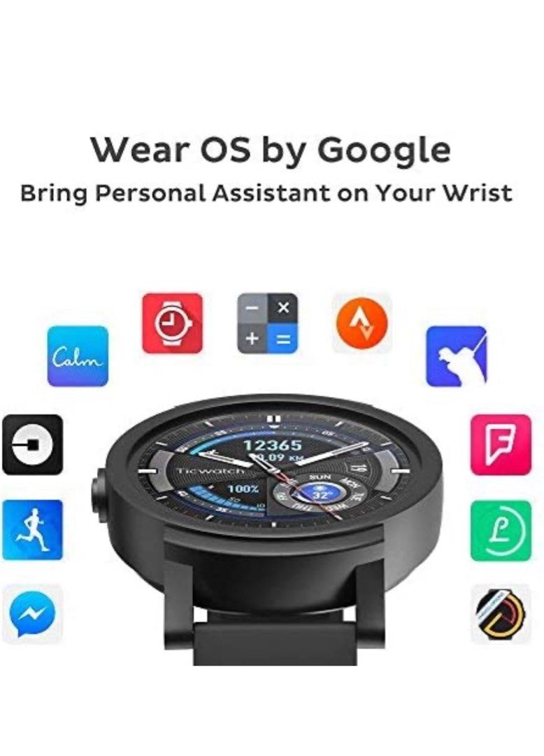 Ticwatch E Shadow Fitness Smartwatch Built in Heart Monitor GPS OLED Display Carousell