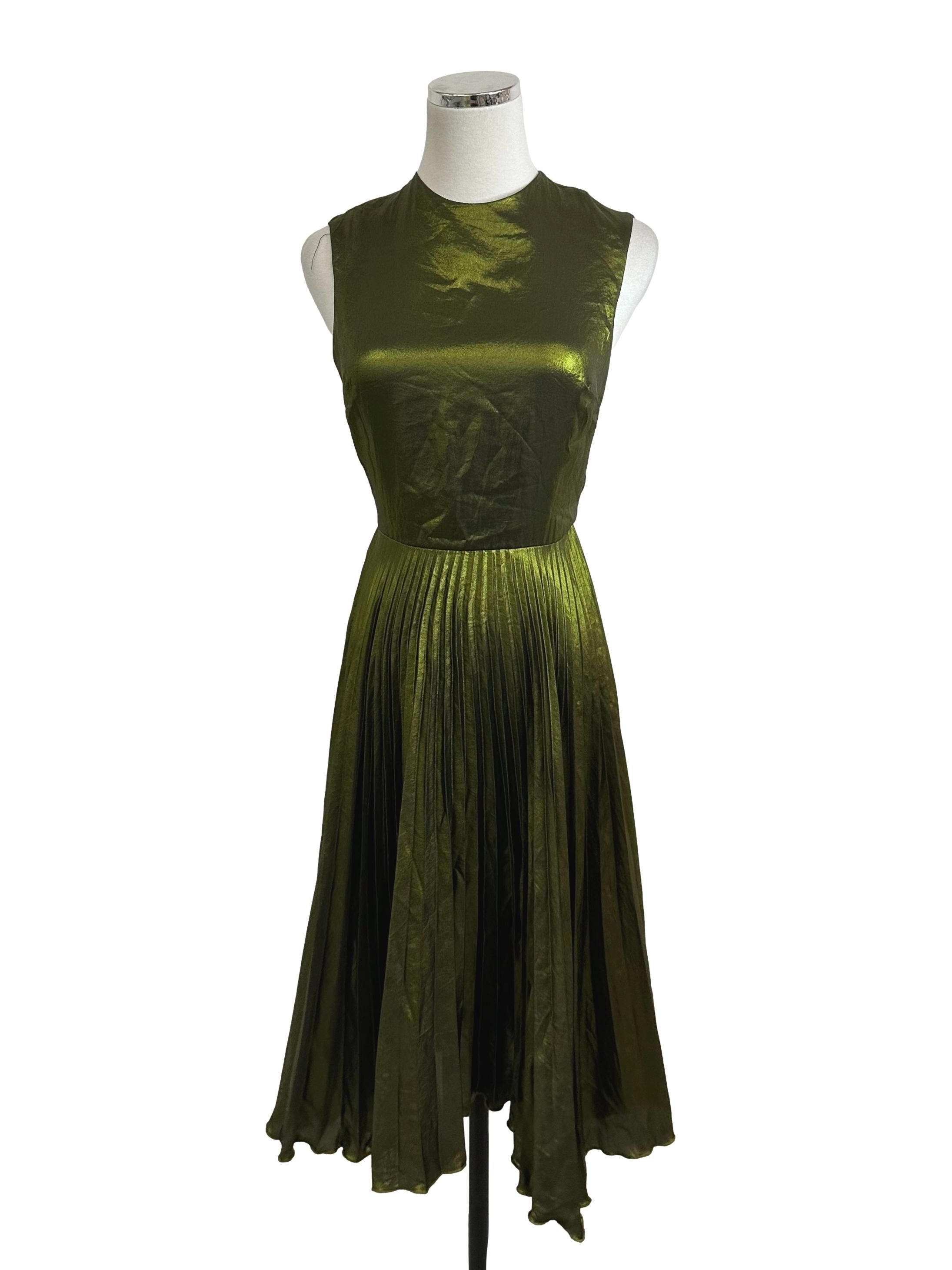 Topshop Shiny Green Pleated Dress Women s Fashion Dresses Sets