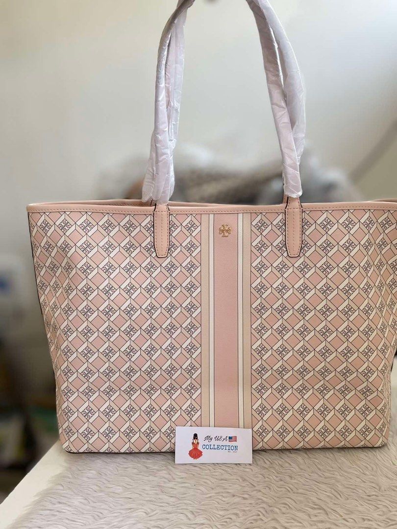 Tory Burch Geo Logo Tote in Dusted Blush, Luxury, Bags & Wallets on  Carousell