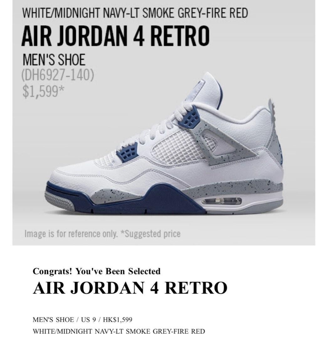 US9 Air Jordan 4 Midnight Navy AIR JORDAN 4 RETRO Carousell