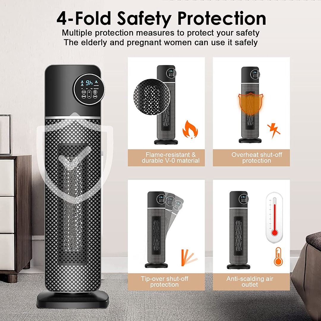 USED - With box) Fan Heater, Sunvoy 2000W Electric Ceramic Vertical Space  Heater with Smart Thermostat, Quiet,