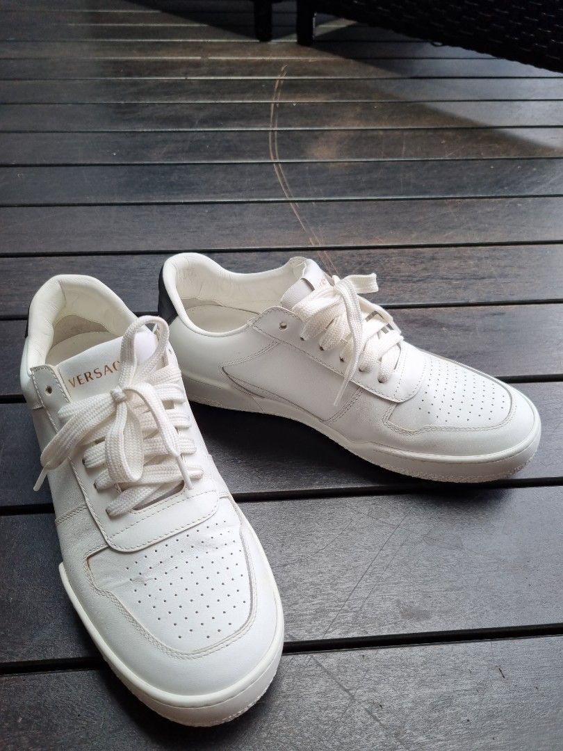 White calf sales leather sneakers