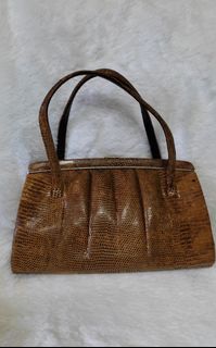 Vintage Genuine Lizard Skin Leather Hand Bag
