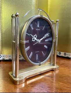 Vintage SEIKO Japan Brass Table Clock 16x6x18cms