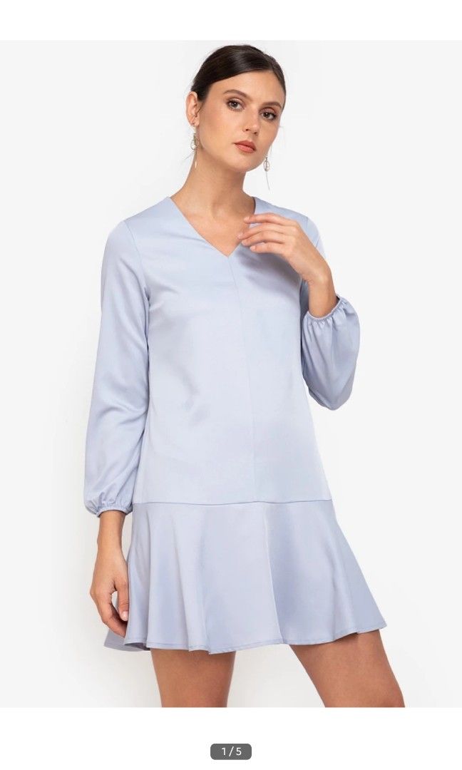 ZALORA WORK Notch Neck long Sleeve Dress Women s Fashion Dresses Sets Dresses on Carousell