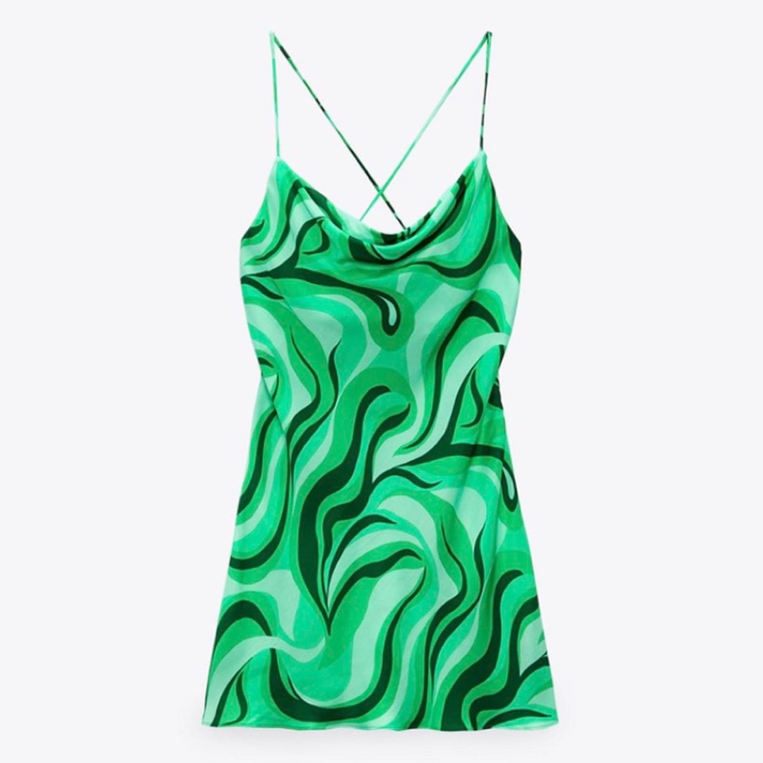 Zara green marble dress, Women's Fashion, Dresses u0026 Sets, Dresses on  Carousell
