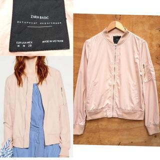 Zara Pastel Pink Lightweight Bomber Jacket