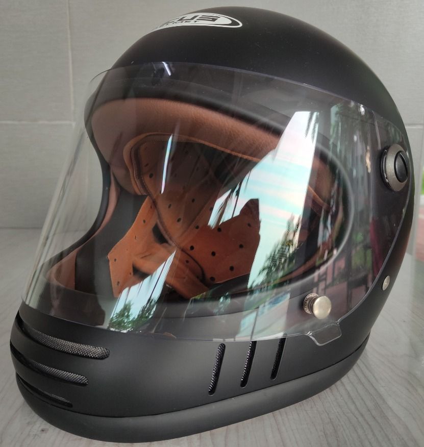 Zeus 816E MATT BLACK CAFE RETRO Helmet SINGLE VISOR Motorbikes on
