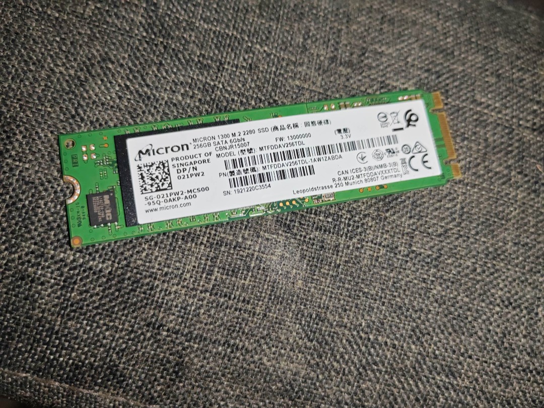 256GB MICRON 1300 NGFF M.2 SSD Computers Tech Parts
