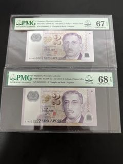 $2 x 2 potrait series golden solid and low number 2 PMG 67-68 EPQ Gem UNC