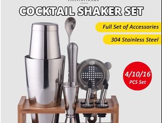 Cocktail Making Set,Cocktail Shaker Set 750ml Stainless Steel Bar Tool Set  Bartender Kit with Wooden Display Stand by AYAOQIANG : : Home