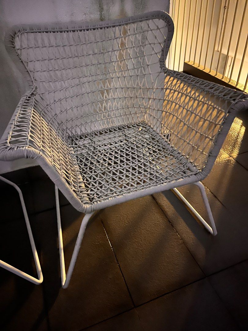 6 white ikea outdoor chairs, Furniture & Home Living, Outdoor Furniture