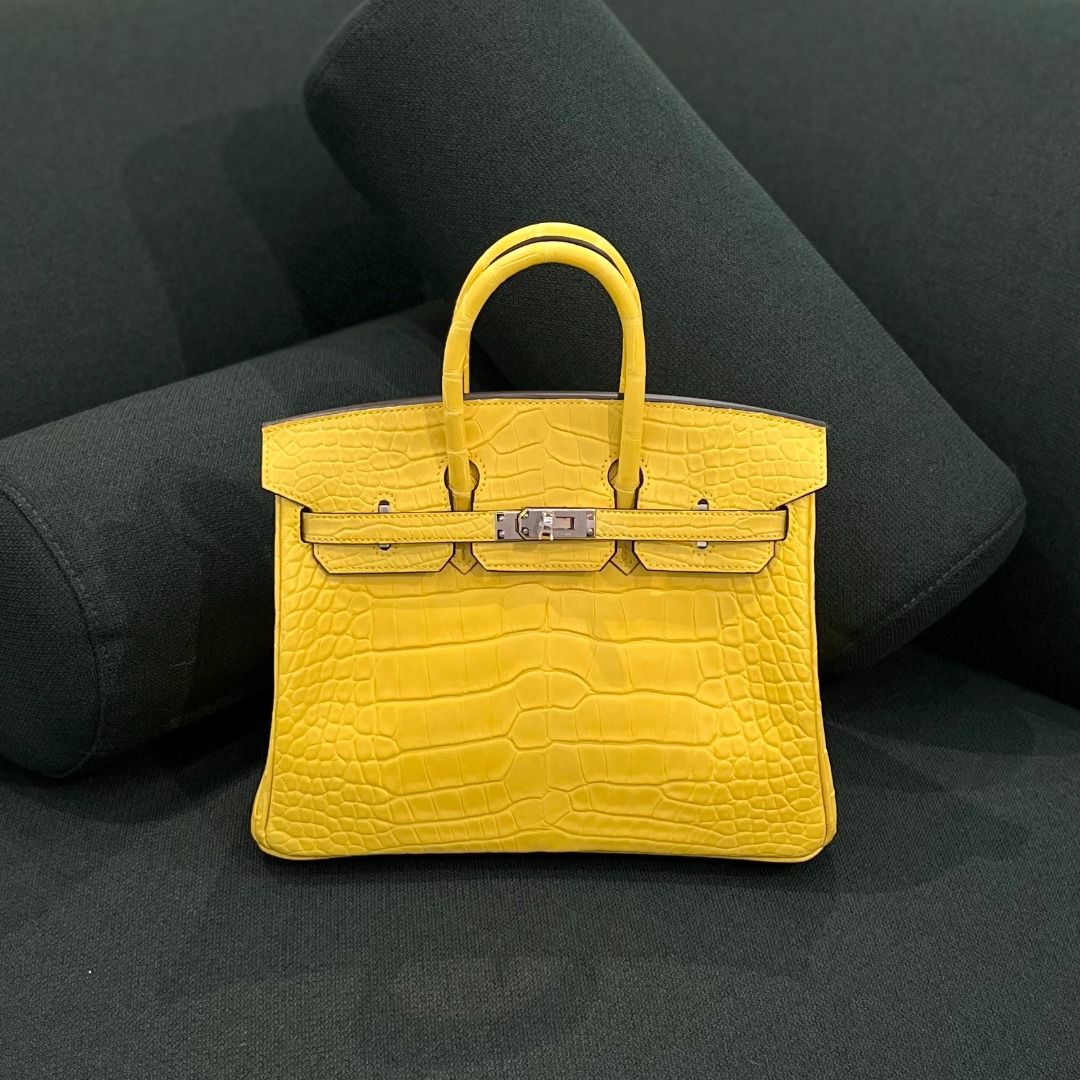 Hermes Birkin 25 Matte Alligator Mimosa Yellow M9 with Palladium