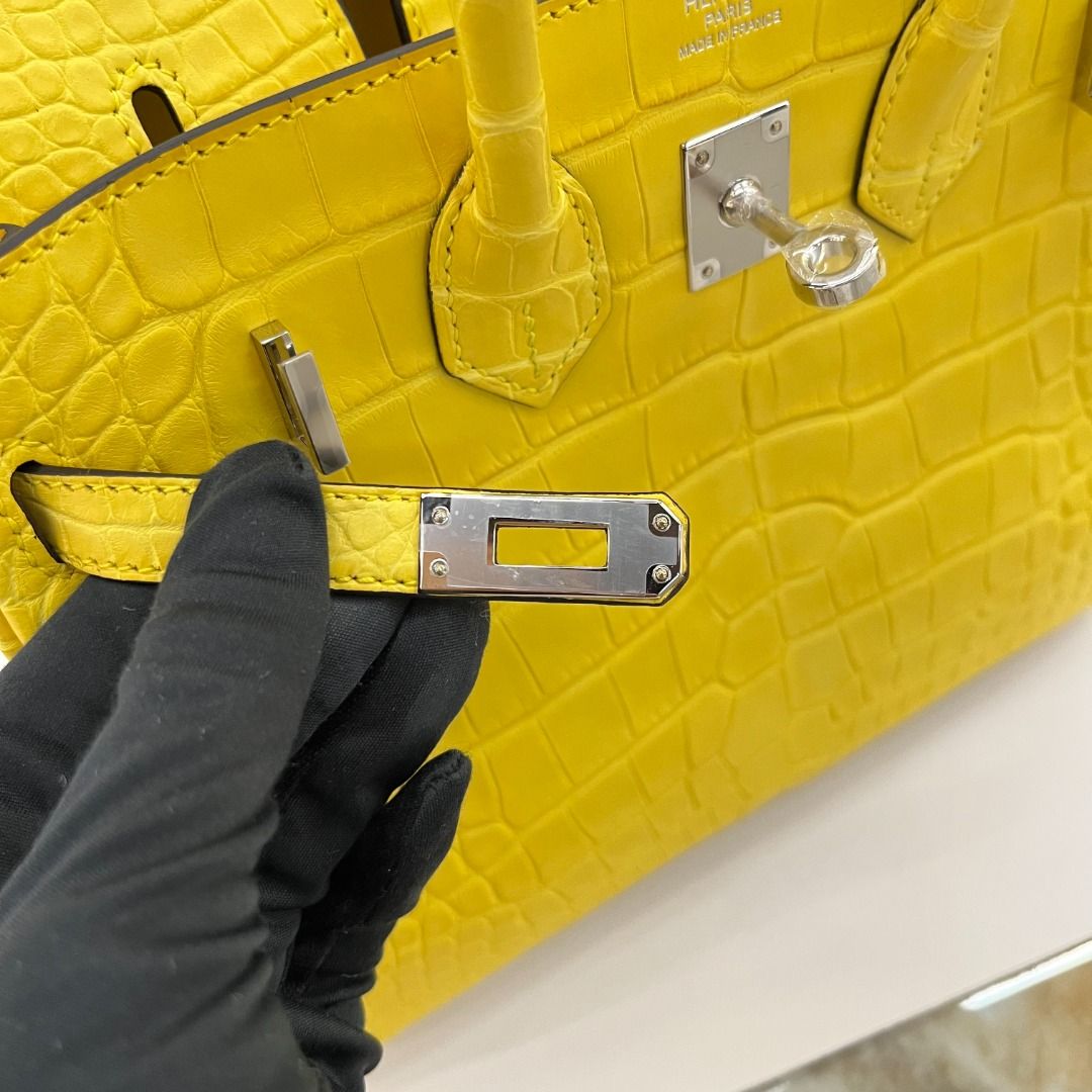 Hermes Birkin 25 Matte Alligator Mimosa Yellow M9 with Palladium