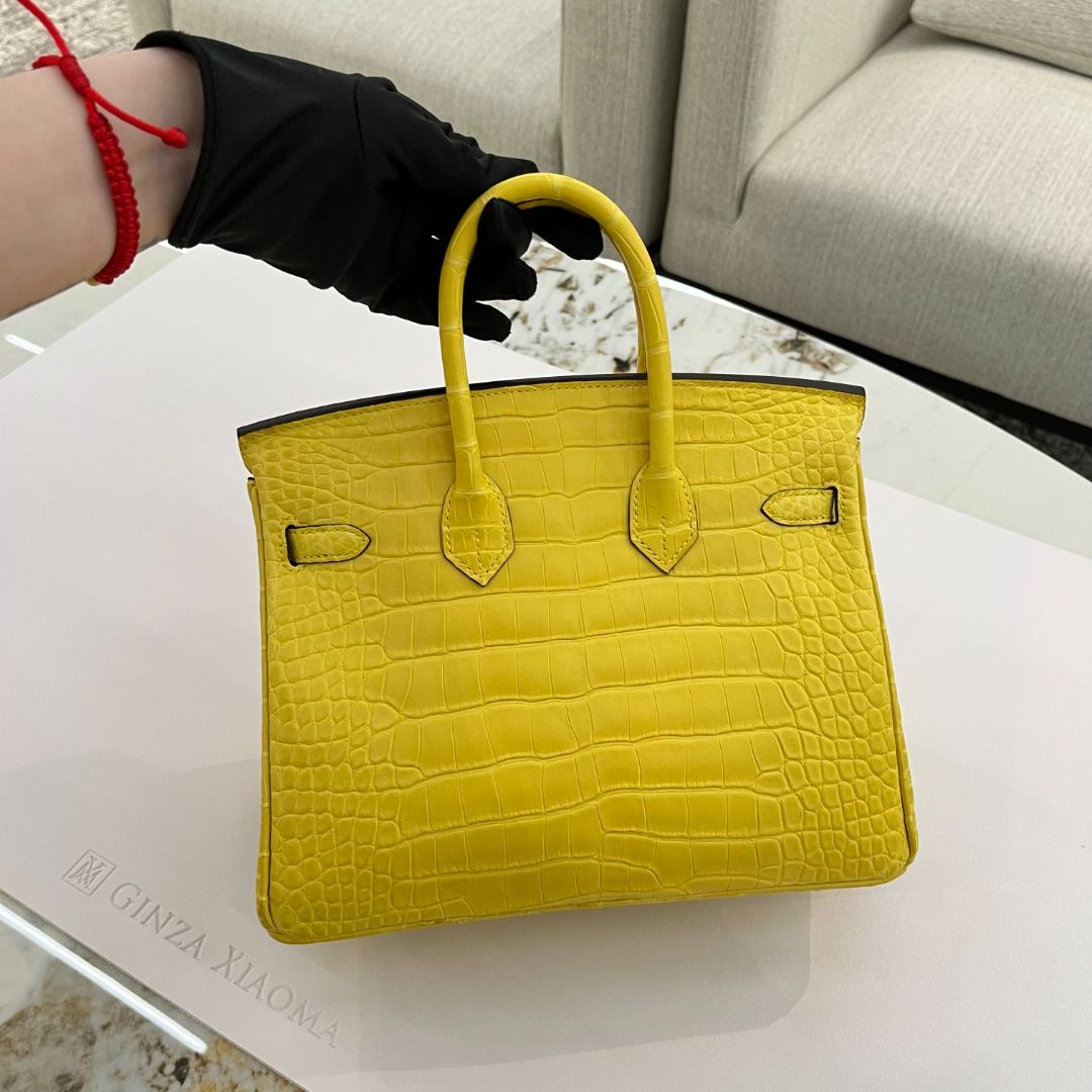 Hermes Birkin 25 Matte Alligator Mimosa Yellow M9 with Palladium