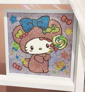Sanrio Hello Kitty Diamond Painting Kits With Frame 5D DIY Art And Crafts  ,Full Diamond Dots For Home Wall Decor Gifts