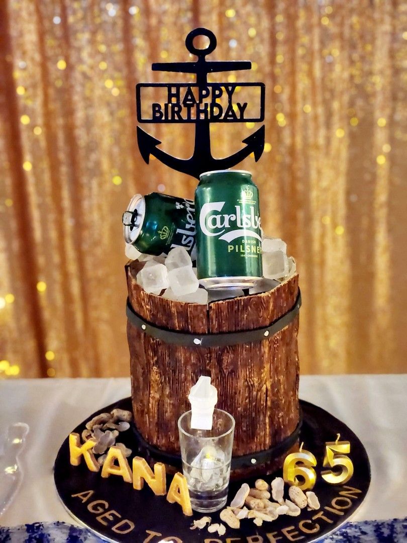 happy birthday cake beer and gift Stock Vector Image & Art - Alamy