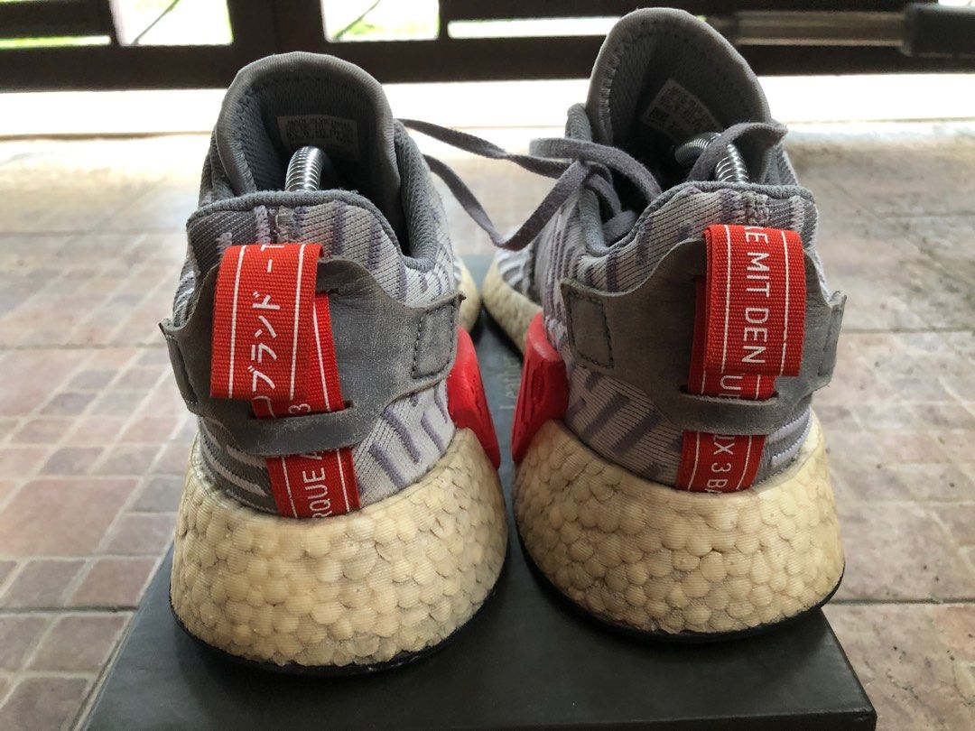 Adidas NMD R2 PK Primeknit Grey White Red Men s Fashion Footwear