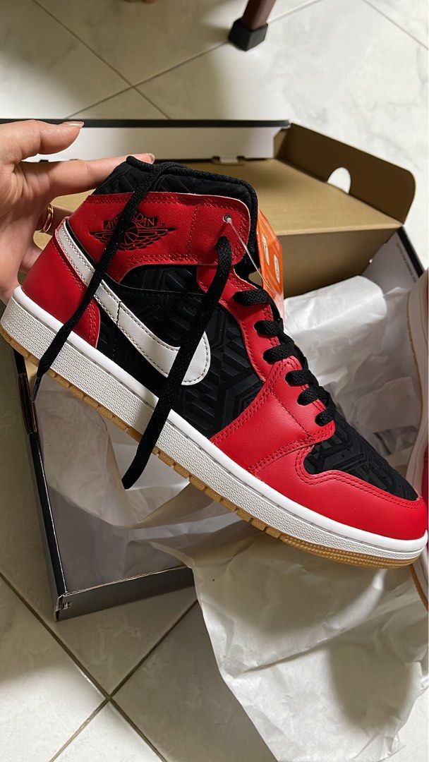 red and black christmas jordans
