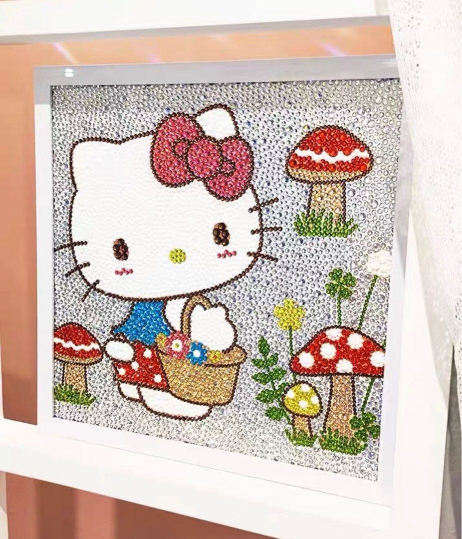 Hello Cat Kitty 5D Full Diamond Painting Kits Cross Stitch Art Kit