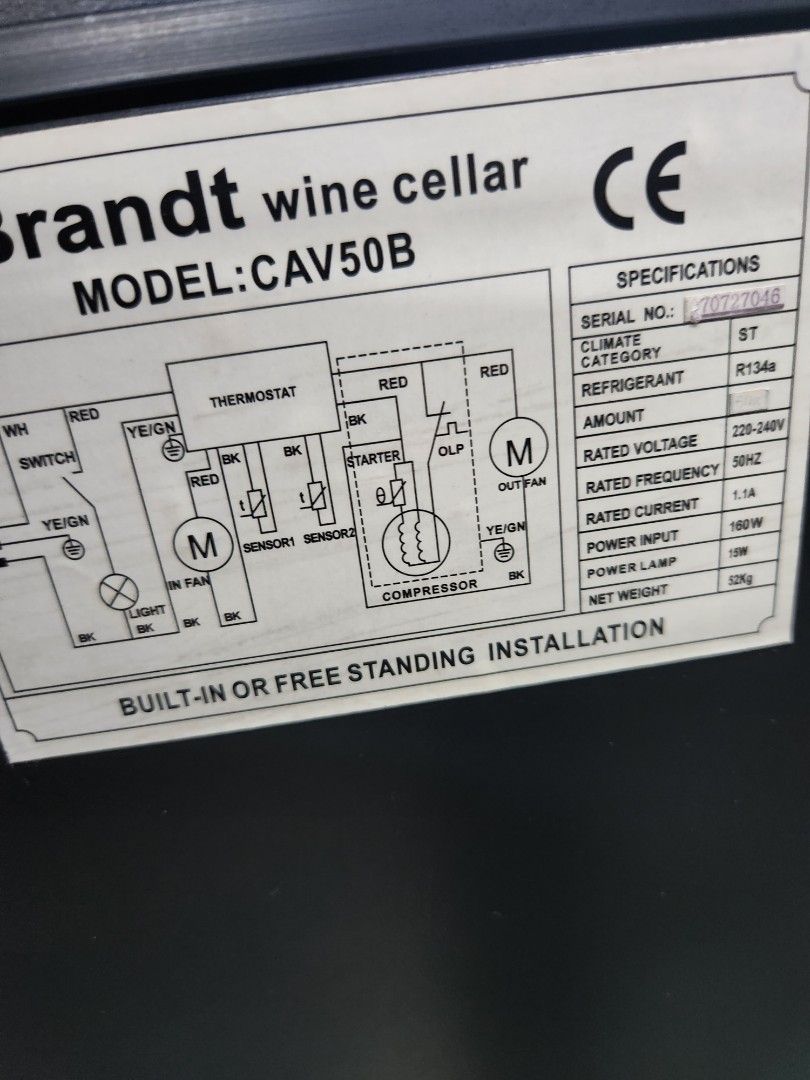 BRANDT Wine Chiller 50 Bottles CAV50B, TV & Home Appliances, Kitchen